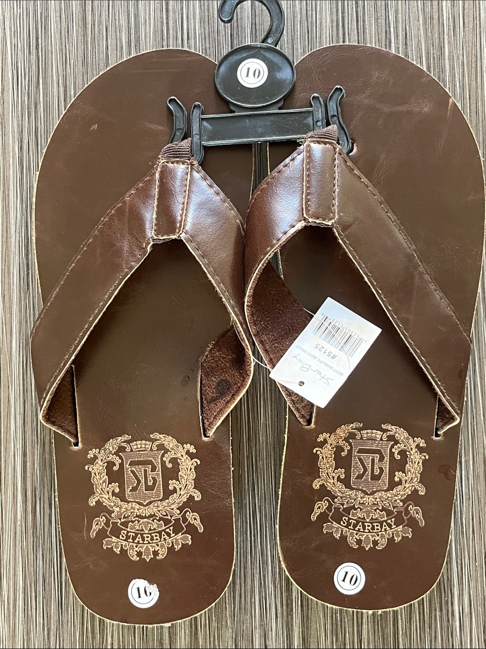 Starbay Brown Men's Leather Flip Flop Sandals